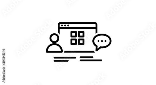 Photos Simple line icon of person chatting.