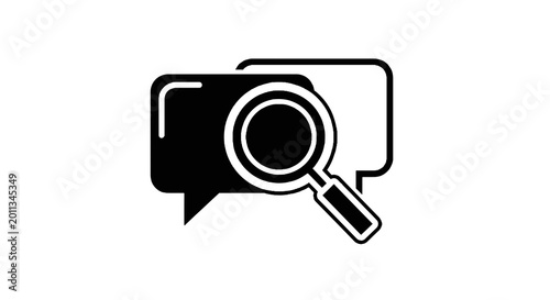 Foto Black and white magnifying glass icon.