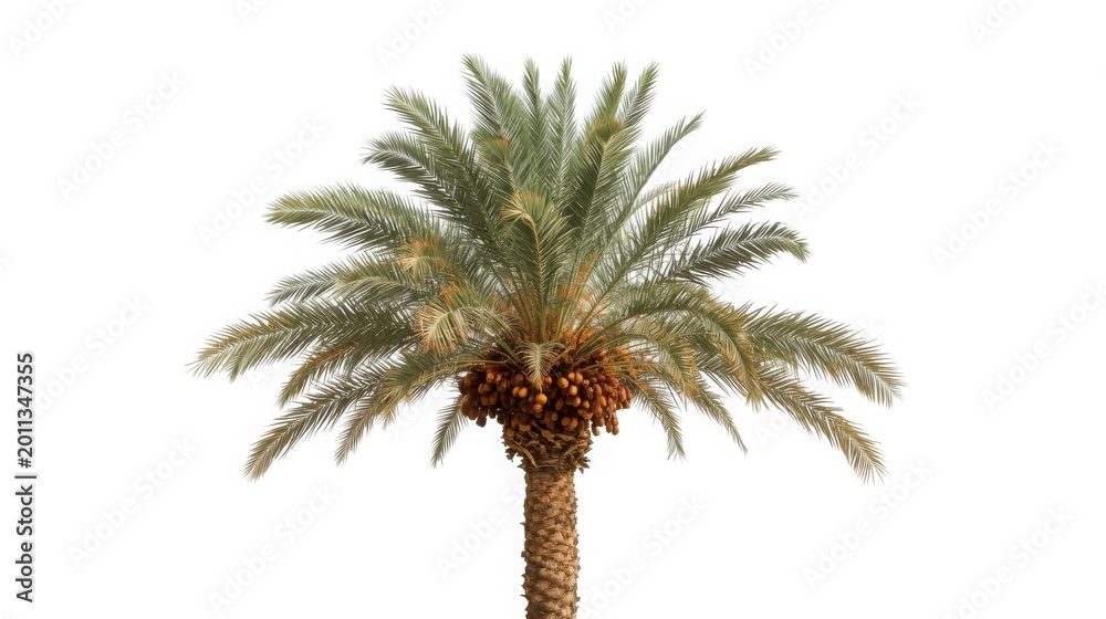 Fototapeta premium tall date palm tree isolated on white background minimalist nature concept