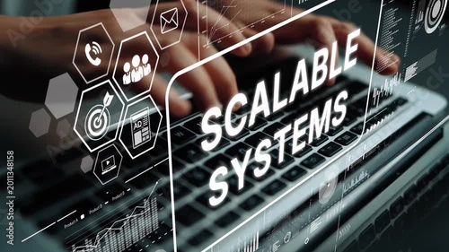 Modern Technology Concept Showcasing Scalable Systems and Data Analytics in a Digital Environment. Asymptotic smart data analytic.