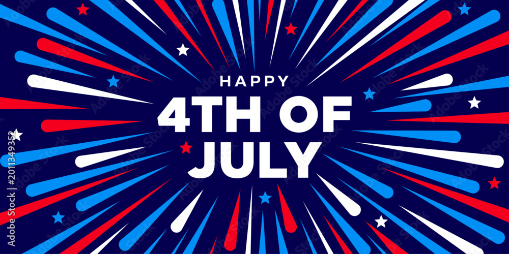 Fototapeta premium Happy 4th of July, USA Independence Day fireworks background