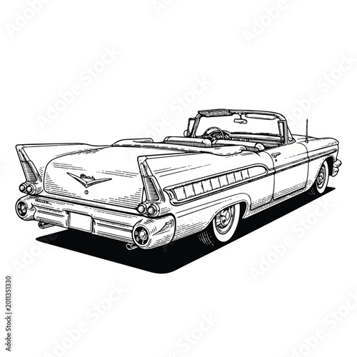 Vintage Convertible Car Rear View.