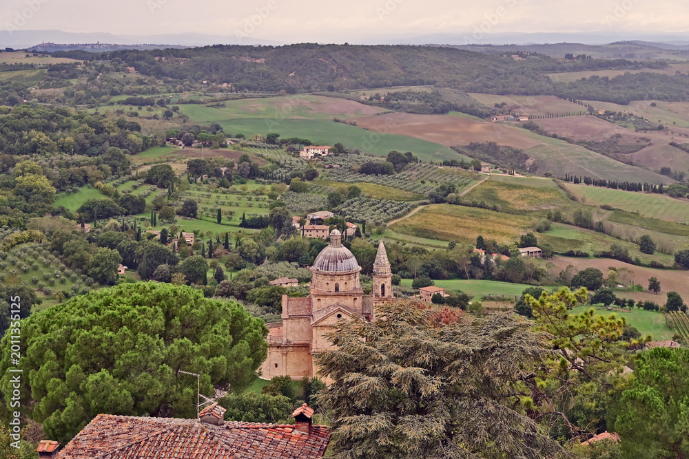 Naklejka premium Montepulciano, la Chiesa o Santuario della Madonna di San Biagio, Val d'Orcia, Toscana