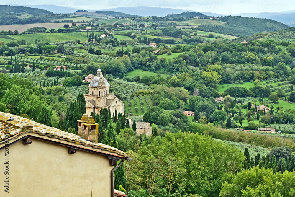 Naklejka premium Montepulciano, la Chiesa o Santuario della Madonna di San Biagio, Val d'Orcia, Toscana
