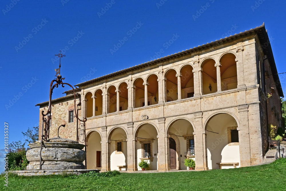 Obraz premium Montepulciano, Casa Parrocchiale della Chiesa o Santuario della Madonna di San Biagio, Val d'Orcia, Toscana