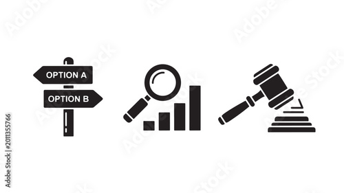 Vector Illustration Of Decision Making And Law Icons For Business And Legal Concepts Isolated On Transparent Background