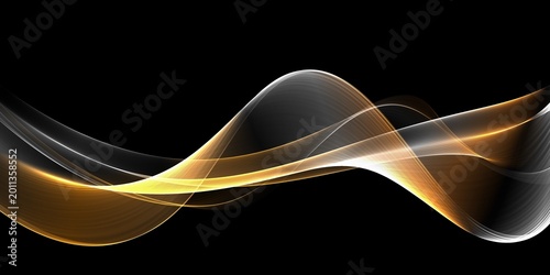 Abstract illustration of luxurious black lines on a gradient background with golden accents