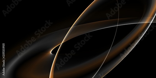 Konstfotografi Abstract illustration of luxurious black lines on a gradient background with gol