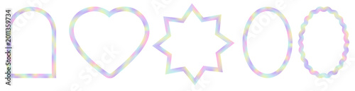 Fotografía Set of holographic gradient coquette frames