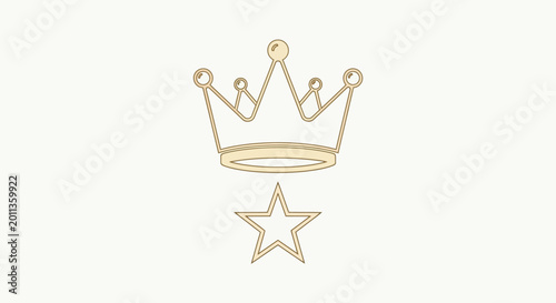 Photos Minimalist gold crown and star vector icon, elegant royal headpiece illustration