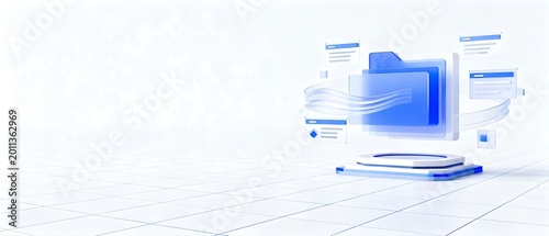 3D digital folder and document data management service scene