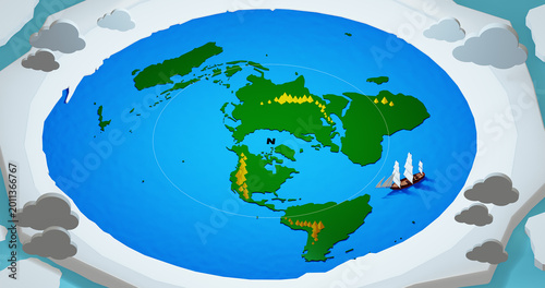 Tableau sur toile Flat Earth Conspiracy Theory Model Showing the Dome of the Firmament