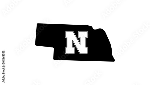 Nebraska state symbol , black isolated vector silhouette