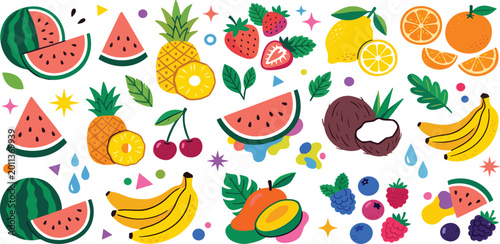 Φωτογραφία Fresh tropical and seasonal fruit collection featuring watermelon pineapple stra