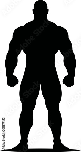 Foto Silhouette of a Muscular Man Posing Confidently