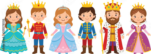 Konstfotografi Royal Family Characters Vector Set with King Queen Prince and Princess in Mediev