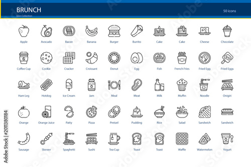 Fotografía Brunch Meal Food Weekend Breakfast Lunch Icon Set