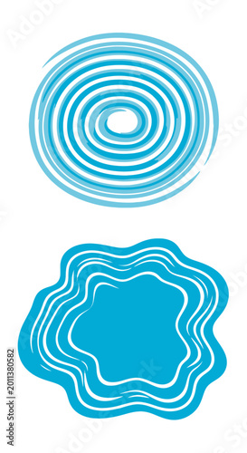 Abstract Blue Swirl and Water Ripple Shapes