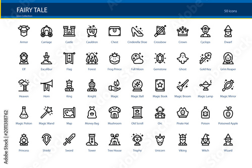 Fairy Tale Fantasy Magic Story Character Icon Set