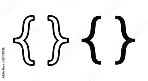Quadro em tela Curly brackets icon set for computer programming and coding syntax in clean outl