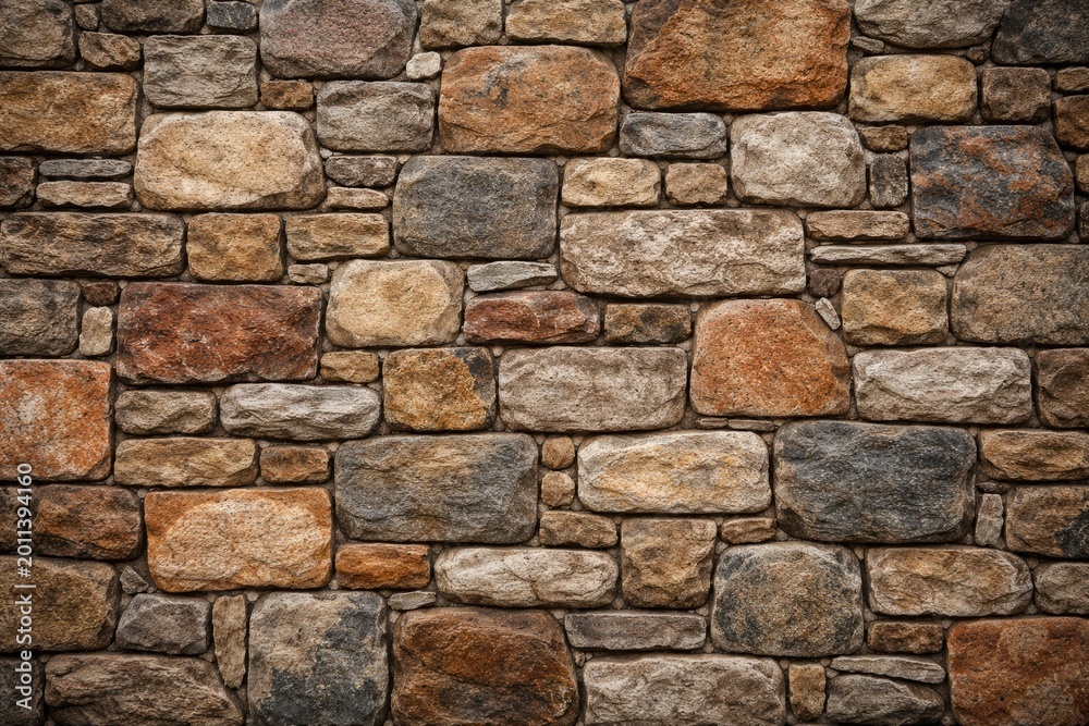 Naklejka premium Wall constructed from multiform stones as a textured backdrop