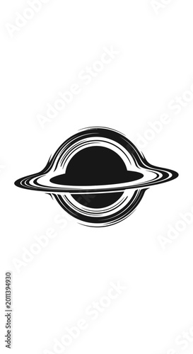 Photos Black Hole Illustration with Accretion Disk and Event Horizon