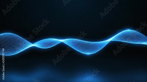 Digital abstract background with soft glowing waves, modern technology feel, dark blue gradient,