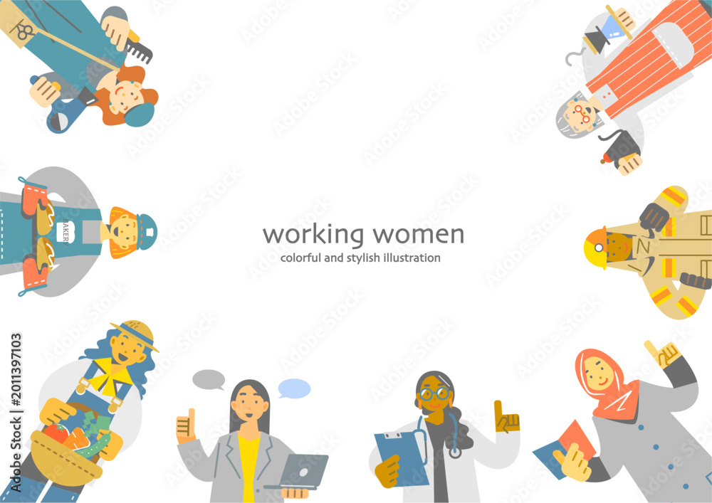 Fototapeta premium Frame-style illustration of a woman working with pride