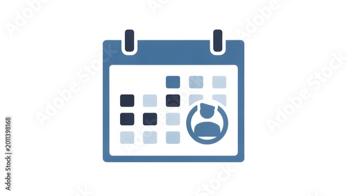 Blue Calendar Icon with User Avatar in a Circular Badge