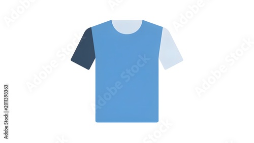 Blue T Shirt with Multi Colored Sleeves on White Background