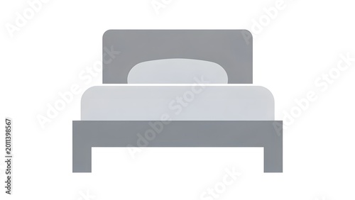 Modern Minimal Bed with Simple Headboard and Mattress