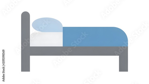 Minimalist Bed with Blue Quilt and Grey Frame