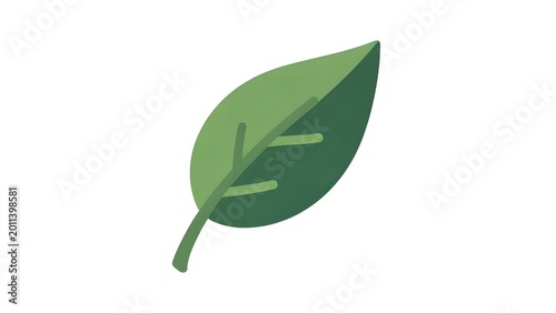 Green Leaf Illustration with Stem