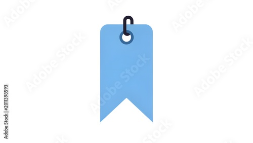 Blue Ribbon Tag on White Background
