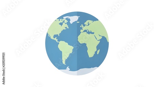 Bright World Globe Circle with Blue Ocean and Green Landmasses