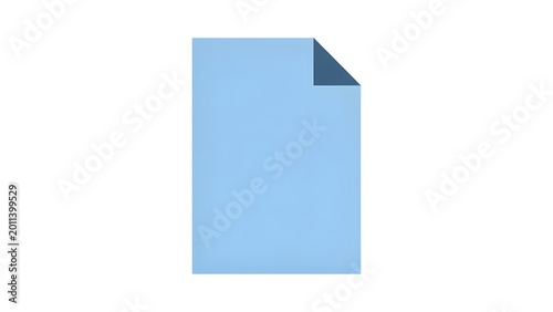 Blue Paper Document with Folded Corner in Center