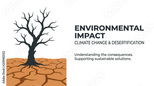Tableau sur toile Environmental impact concept with dead tree on cracked dry soil.