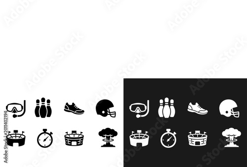 Фотография Sports and recreation icon set bowling football laundry and timekeeping