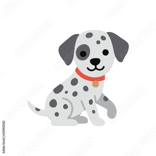 Φωτογραφία Cute spotted dalmatian puppy sitting vector illustration, adorable pet character