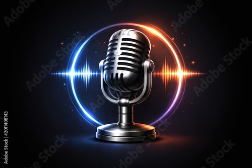 Vector microphone icon for podcast branding