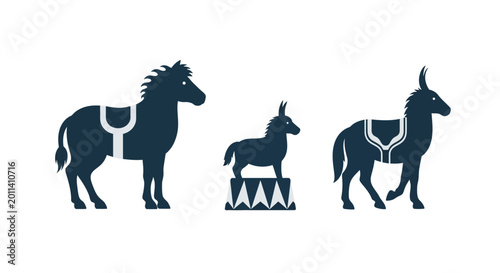 Foto Circus Horses and Donkey Silhouette Collection