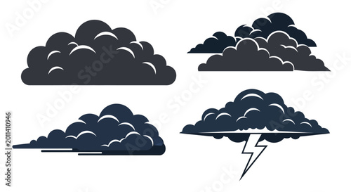 Canvastavla Dark Storm Clouds Collection: Thunderstorm, Cumulonimbus, Nimbus, Lightning Bolt