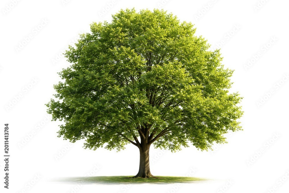 Obraz premium Isolated summer tree with lush foliage set against white space