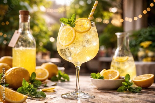 Zesty homemade Limoncello spritz in a stylish stemmed glass
