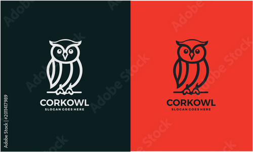 Corkowl logo design with owl and slogan placeholder text