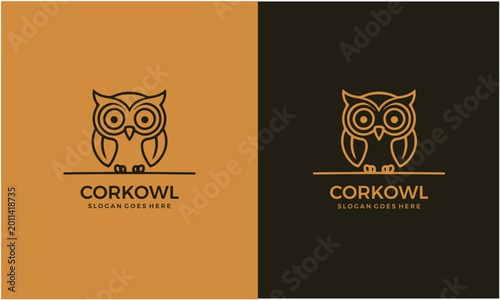 Corkowl logo design with owl and placeholder slogan