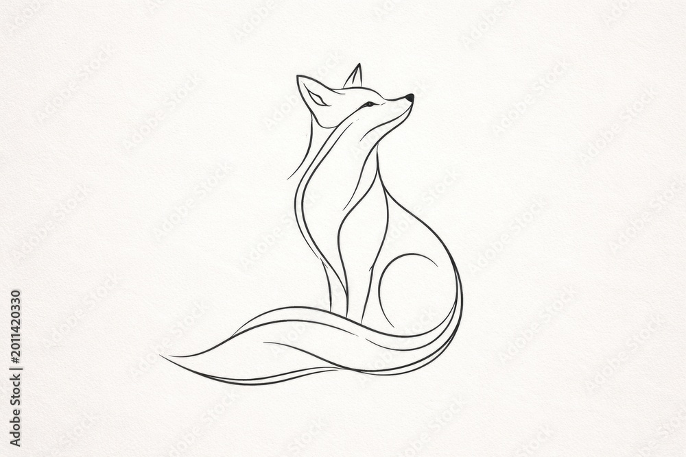 Fototapeta premium Minimalist fox line art illustration made by hand