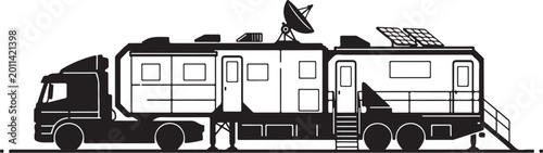 Motorhome, RV, camper van, recreational vehicle, travel trailer, vector illustration