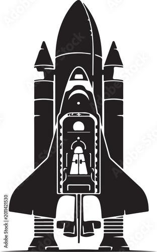 Space Shuttle, Rocket Ship, Spacecraft, Black Vector Illustration
