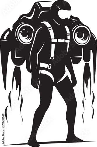 Diver, scuba diver, underwater explorer, black silhouette, vector illustration